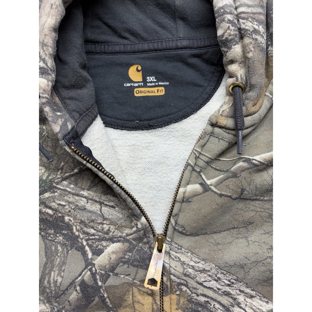 Carhartt Hoodie Sweatshirt 3XL Full Zipper Fleece Realtree Camo - Picture 3 of 9
